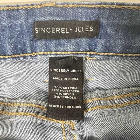 Sincerely Jules High Rise Flare Women 7/28 Raw Hem Retro Patch Pockets Stretch - Picture 6 of 11